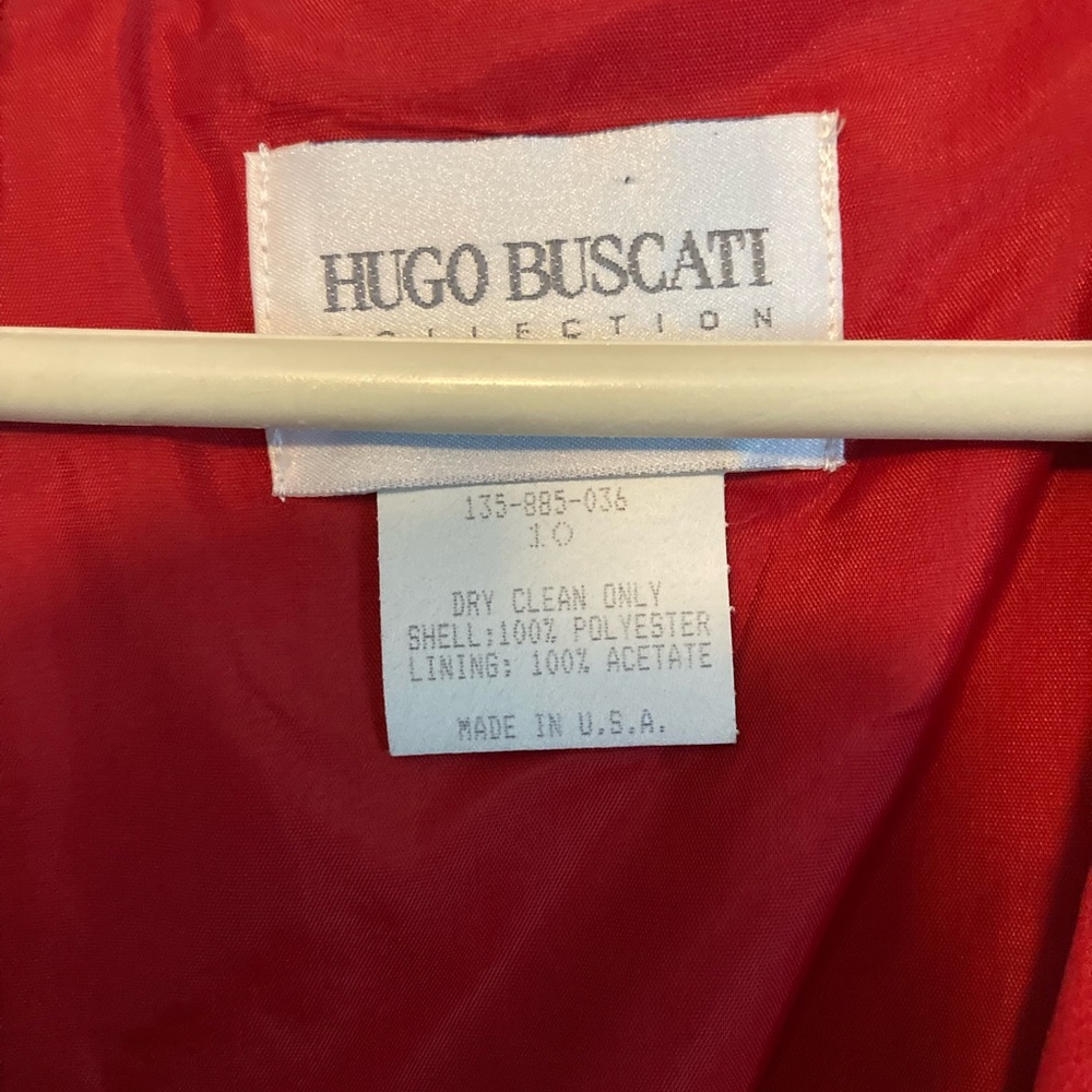 HUGO BUSCATI SZ 10 Red Satin Sleeveless Dress,WOW - Picture 6 of 10